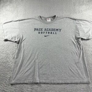 VINTAGE Nike Shirt Mens 2x Pace Academy Softball Gray Center Check Made in‎ USA